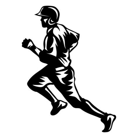 Running Baseball Player High Contrast Png Design Baseball Players