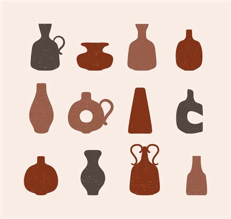 Different shapes vases, pots, and bottles. Art collage of ceramic ...