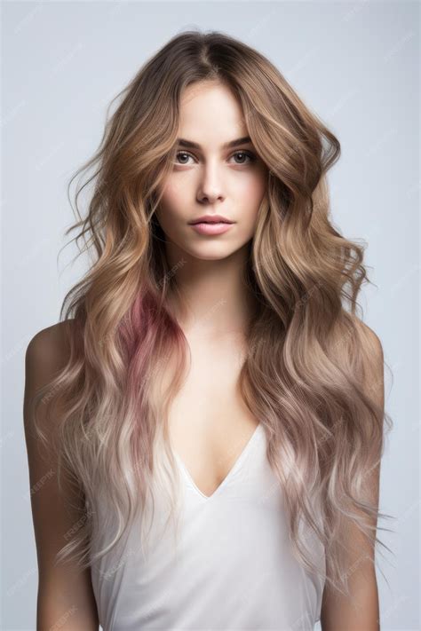 Premium AI Image | Young woman with ombre hair on a white background