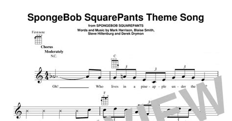 Spongebob Squarepants Theme Song Ukulele Print Sheet Music Now