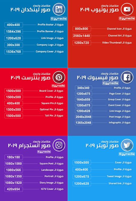 مقاسات وأبعاد تصميمات السوشيل ميديا