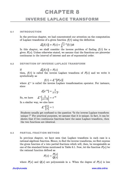 Inverse Laplace Transform Mathematics Studocu