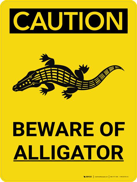 Caution Beware Of Alligator Portrait With Icon Wall Sign