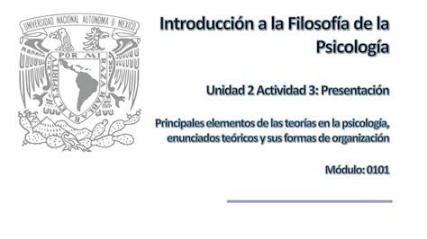 SOLUTION Principales Elementos De La Teor As En Psicolog A Enunciados