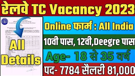 Railway Tc New Recruitment Out Indian Railway Tte Railway