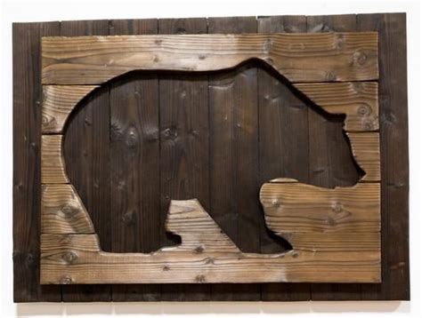 Wooden Bear Wall Art Farmhouse Unique Wall Decor Unique Etsy Bear