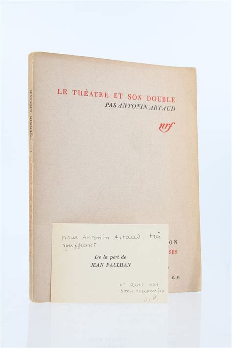 Artaud Le Th Tre Et Son Double Signed Book First Edition