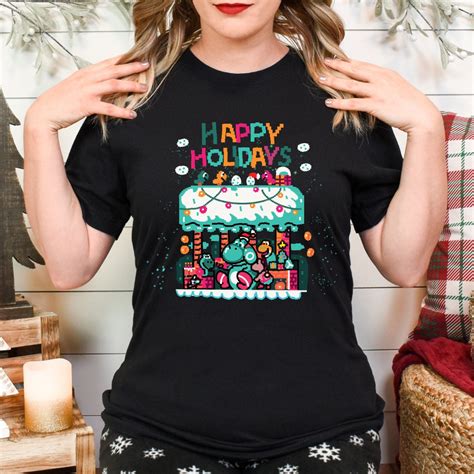 Yoshi Christmas Shirt Yoshi Pixel Art Bit Shirt Happy Holidays T