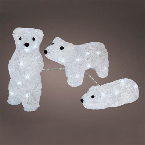 Famille d ours lumineux à piles Téo Blanc froid 16 LED Décoration