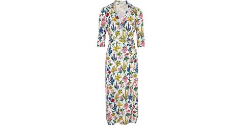 Diane Von Furstenberg Abigail Floral Print Silk Jersey Wrap Dress In