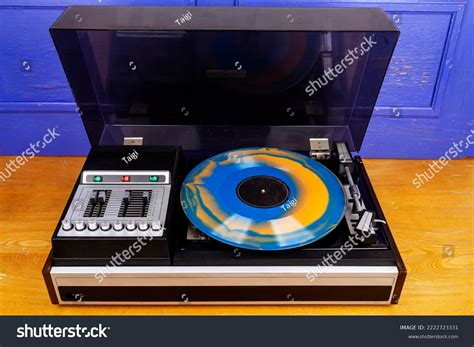 Vintage Turntable Vinyl Record Player Blue Stock Photo 2222723331 ...