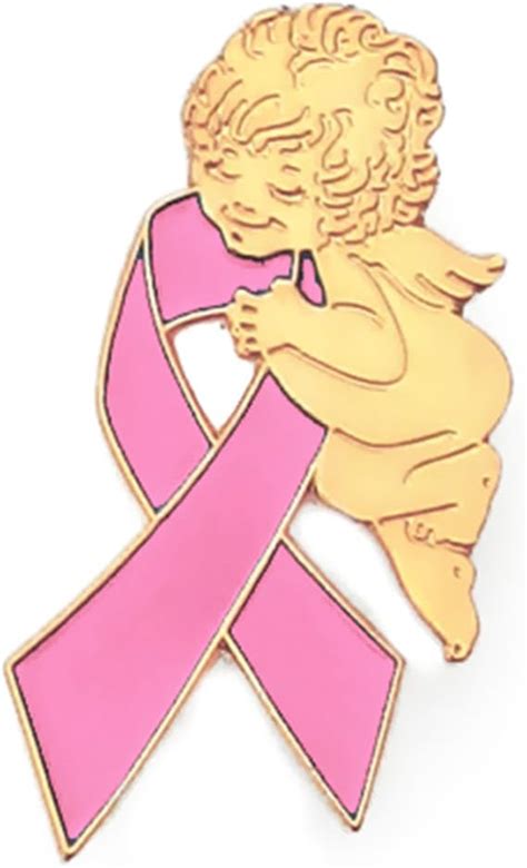 Pinmart Breast Cancer Awareness Pink Ribbon Angel Enamel