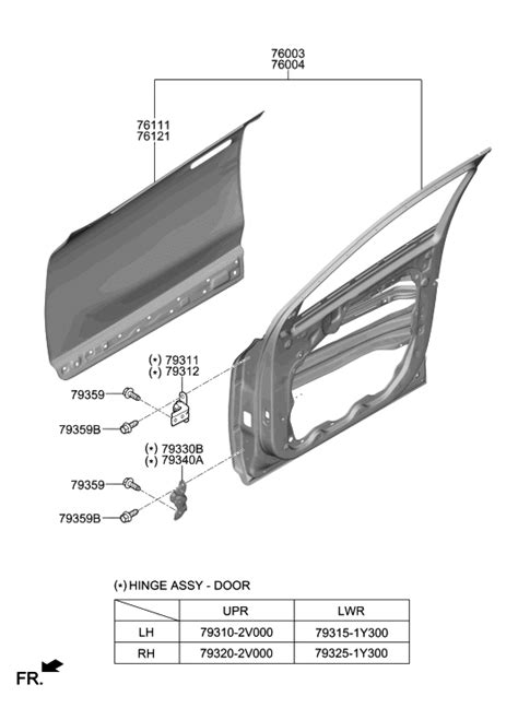 76004 M5000 Genuine Hyundai Panel Assembly Front Door RH