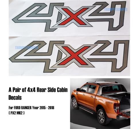 4x4 Side Cabin Rear Body Decal Sticker For Ford Ranger PX2 Wildtrak Xlt