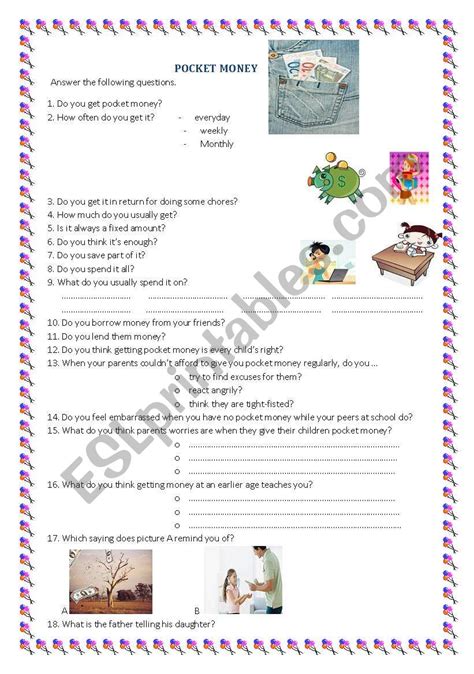 Pocket Money Esl Worksheet By Farah