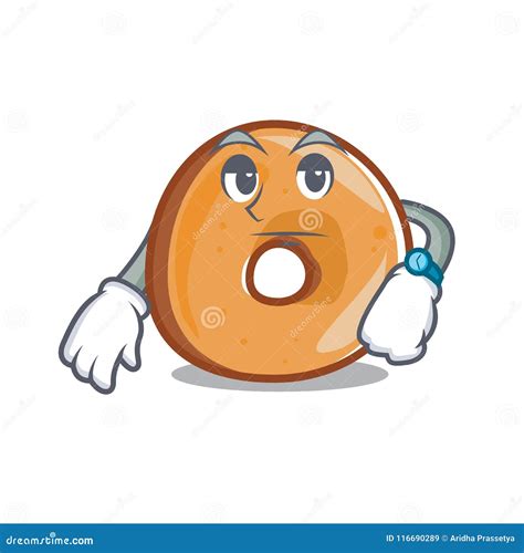 Estilo De Espera Dos Desenhos Animados Da Mascote Dos Bagels Ilustração