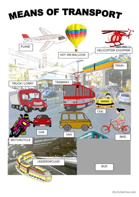 Means Of Transport Pictionary Picture Dictionary Or Pi