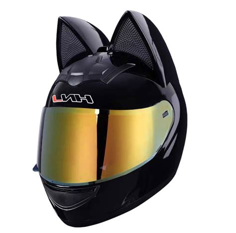 Black Cat Ears Full Face Motorcycle Helmet Motorbike Bike Rg