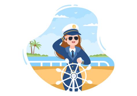 Cruise Ship Captain Cartoon Illustration In Sailor Uniform Riding A Ships Ship Clipart Cartoon