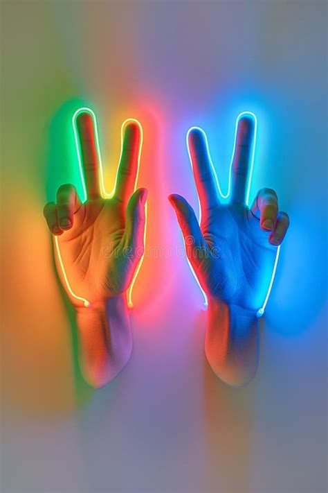 Neon Hands Peace Sign Stock Illustrations 185 Neon Hands Peace Sign