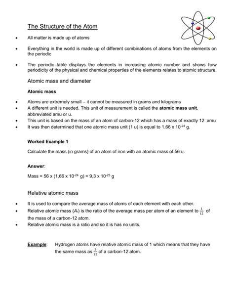 Grade 10 Notes The Structure Of The Atom