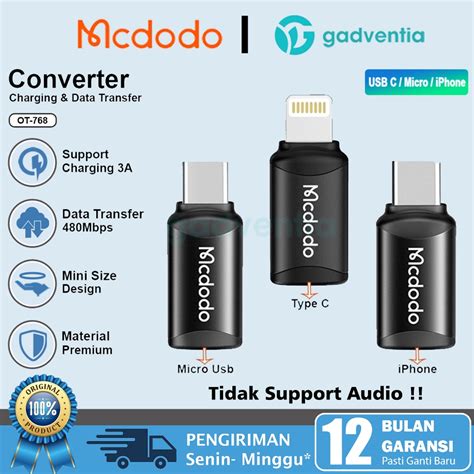 Jual Mcdodo Adaptor Converter Charger Type C To Lightning Lightning To