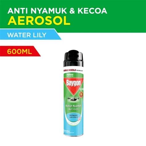 Jual Baygon Semprot Nyamuk Aerosol Double Nozzle Waterlily Rose 600ml