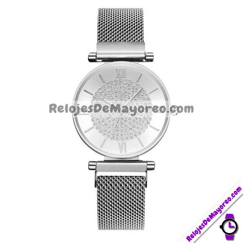 Reloj Plata Extensible Mesh Im N N Meros Romanos Y Destellos R