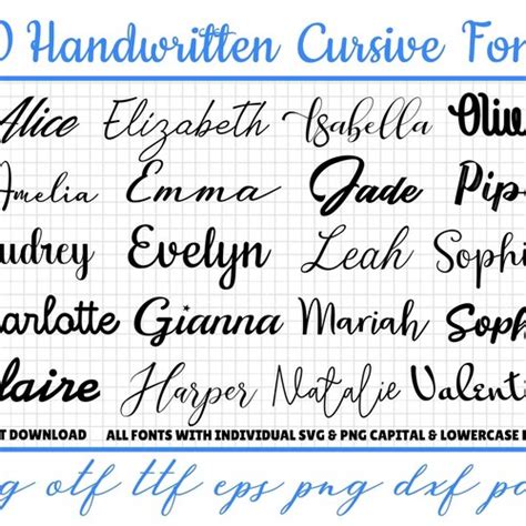 Bundle Cursive Font Svg Signature Font For Cricut Bundle Etsy