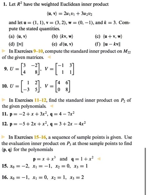 1 Let R Have The Weighted Euclidean Inner Product SolvedLib