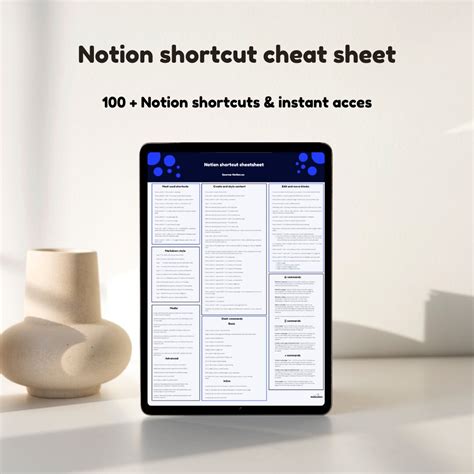 Notion Cheat Sheet For Beginners Notion Keyboard Shortcuts Etsy