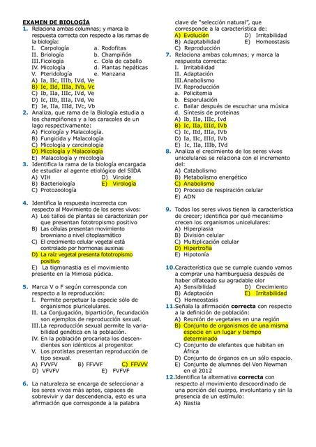 Examen de Biología Zelada Lizbeth uDocz