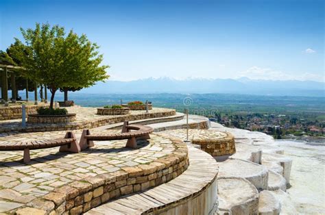 Amazing White Travertine In Pamukkale Denizli Province Turkey Stock