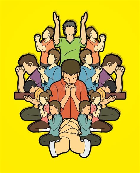 Group of Prayer, Christian Praying Together Stock Vector - Illustration of concept, christ ...