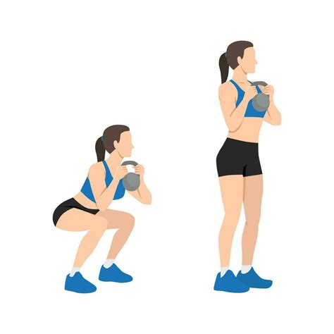 Woman Doing Kettlebell Goblet Squat Exercise 29197342 Vector Art At Vecteezy