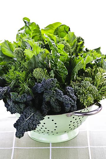 Dark Green Leafy Vegetables In Colander Details Greens Roughage Photo