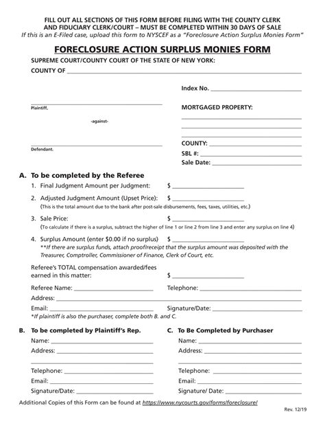 New York Foreclosure Action Surplus Monies Form Fill Out Sign Online