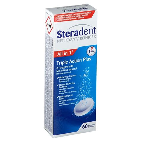 Steradent Triple Action Plus Nettoyant pour Prothèses Dentaires 60 pc