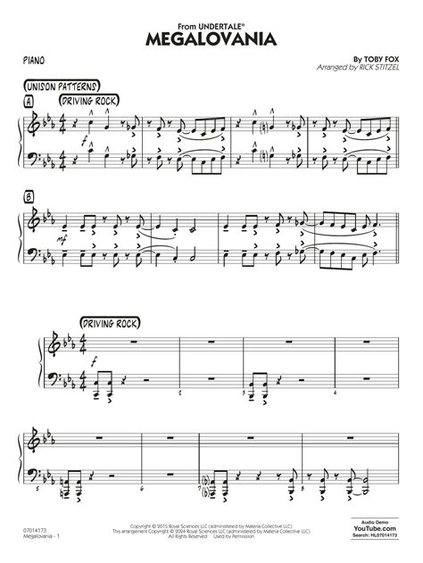 Megalovania Arr Rick Stitzel Piano By Toby Fox Sheet Music For