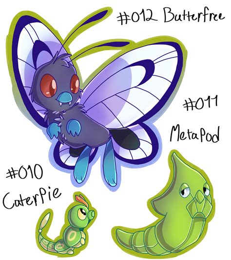 Pokepaints Caterpie Metapod Butterfree By Warriorkitty375 On Deviantart