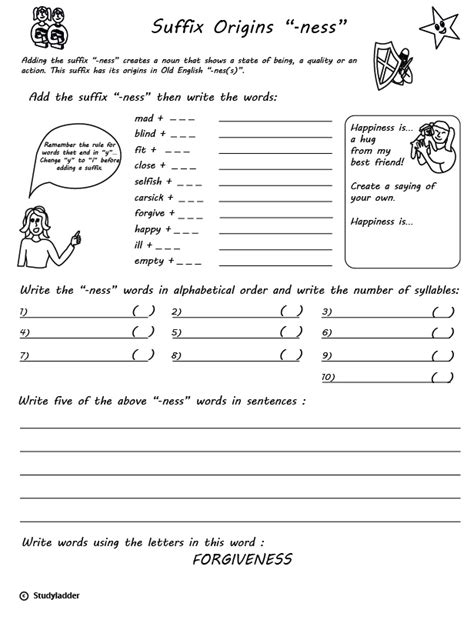 Grade 3 Suffix Ness Worksheet