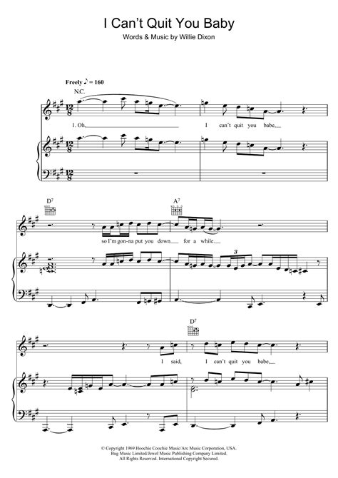 I Can T Quit You Baby By Led Zeppelin Sheet Music For Piano Vocal