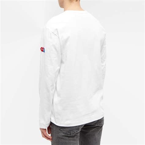 Comme Des Garçons Play Mens Long Sleeve Invader T Shirt In White Comme Des Garcons Play