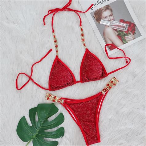 Custom Sexy Glitter Bikini Set Designer Luxury Two Pieces Swimwear