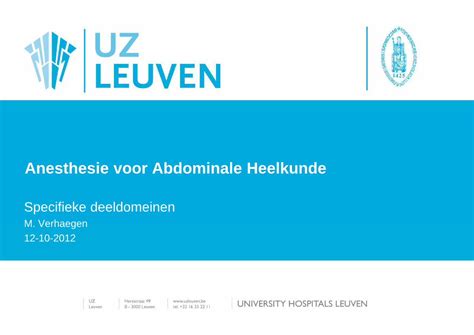 Pdf Verhaegen Anesthesie Abdominale Heelkunde Uzleuvenbe