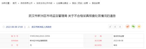 武汉市新洲区市场监督管理局发布新洲区胖记川烤肉店不合格餐具核查处置情况 中国质量新闻网