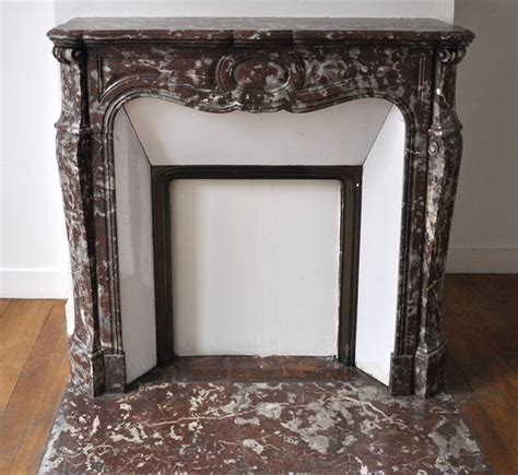 Small Antique Louis Xv Style Pompadour Fireplace Made Out Of Red From