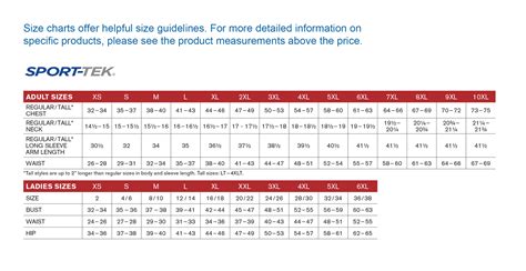 Sport Tek Sizing Chart