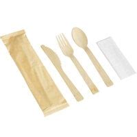 EcoChoice 6 1 4 Compostable Wrapped Wooden Cutlery Set With Napkin