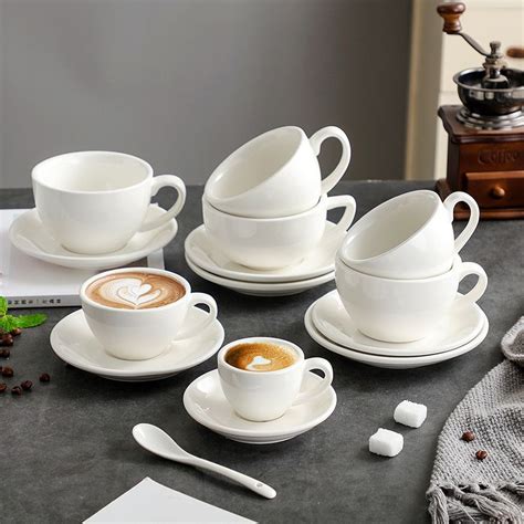 Pure White Thickened Ceramic Coffee Cup Set Sawada Latte Italian Style